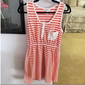 Women's Red and White Striped Sleeveless Shirt Dress Size Large